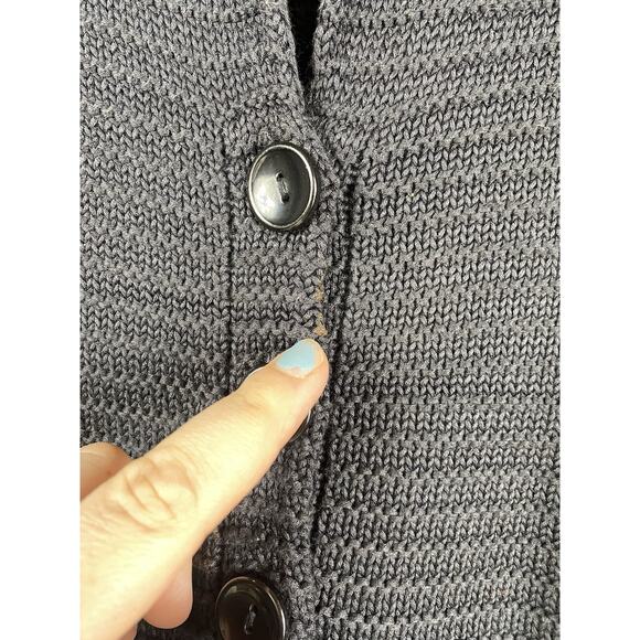 Talbots Knit Blazer Jacket Cardigan PS Black Mercerized Cotton Old Money Preppy - Picture 7 of 11